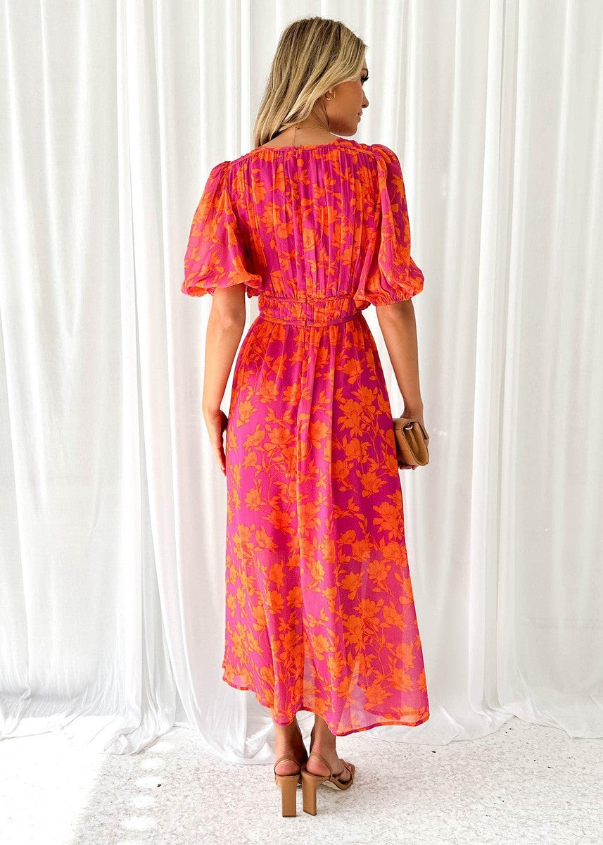 Selene | Women's Floral V Neck Maxi Wedding Guest Dress