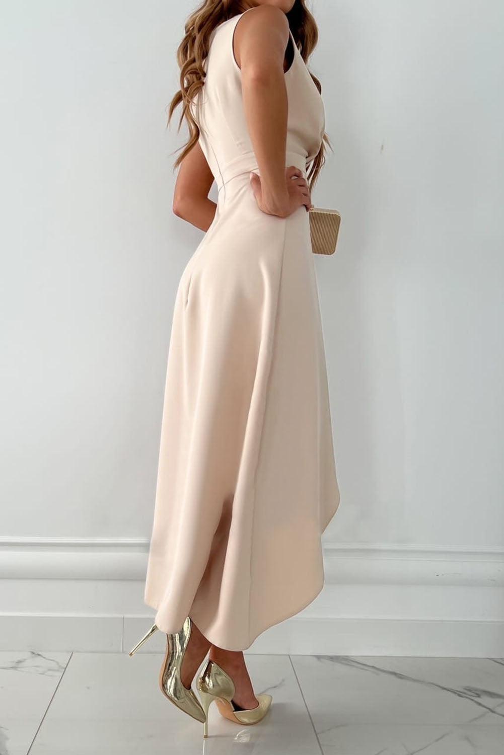 Yvaine | Women's Sleeveless Asymmetric Midi Wedding Guest Dress