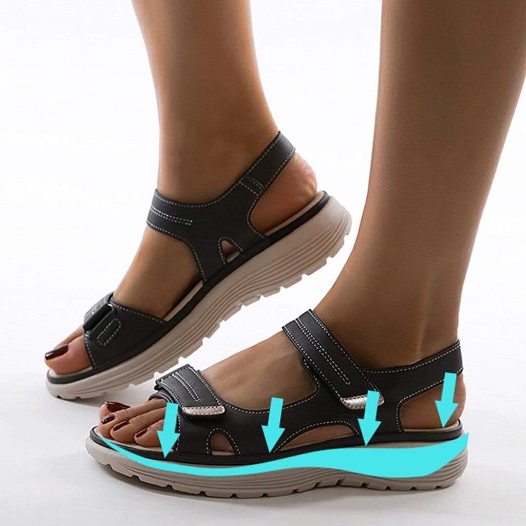 Women's Wide Fit Arch Support Sandals | Adjustable Straps, Cushioned Sole